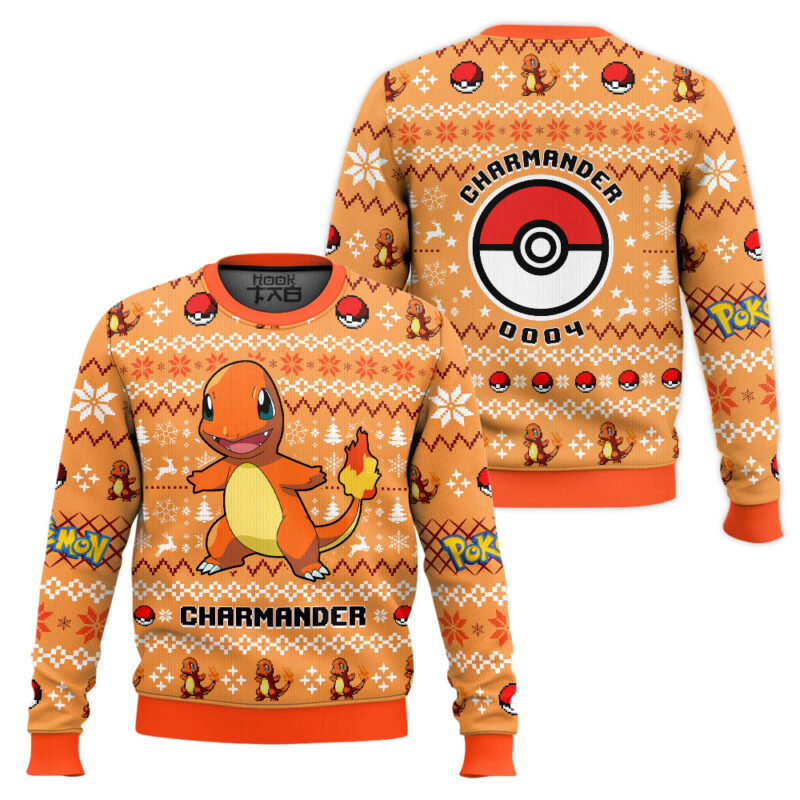 Hooktab Pokemon Gen 1 Charmander Ugly Christmas Sweater Hooktab Pokemon Gen 1 Charmander Ugly Christmas Sweater