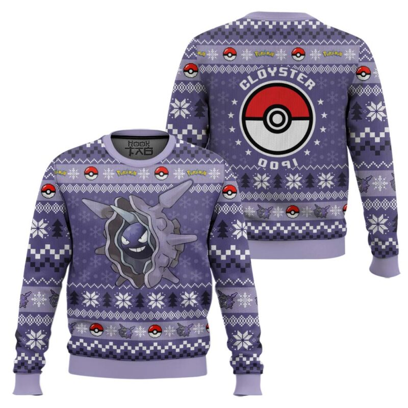 Hooktab Pokemon Gen 1 Cloyster Ugly Christmas Sweater Hooktab Pokemon Gen 1 Cloyster Ugly Christmas Sweater