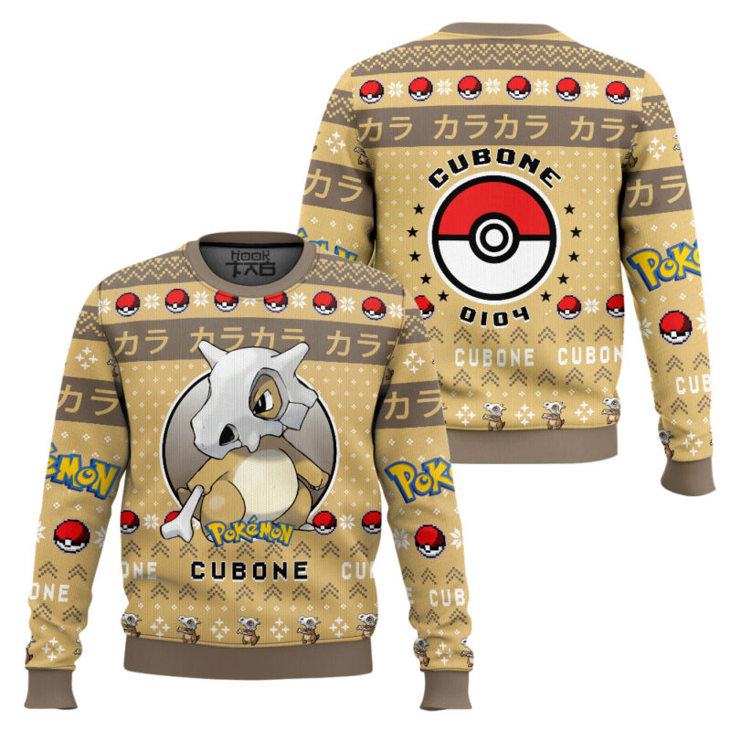 Hooktab Pokemon Gen 1 Cubone Ugly Christmas Sweater Hooktab Pokemon Gen 1 Cubone Ugly Christmas Sweater