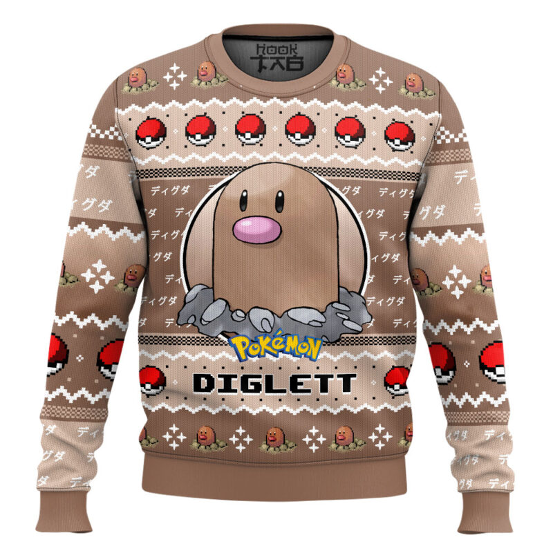 Hooktab Pokemon Gen 1 Diglett Ugly Christmas Sweater