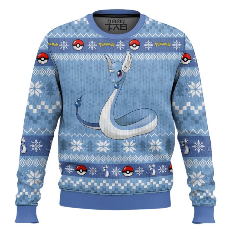 Hooktab Pokemon Gen 1 Dragonair Ugly Christmas Sweater Hooktab Pokemon Gen 1 Dragonair Ugly Christmas Sweater