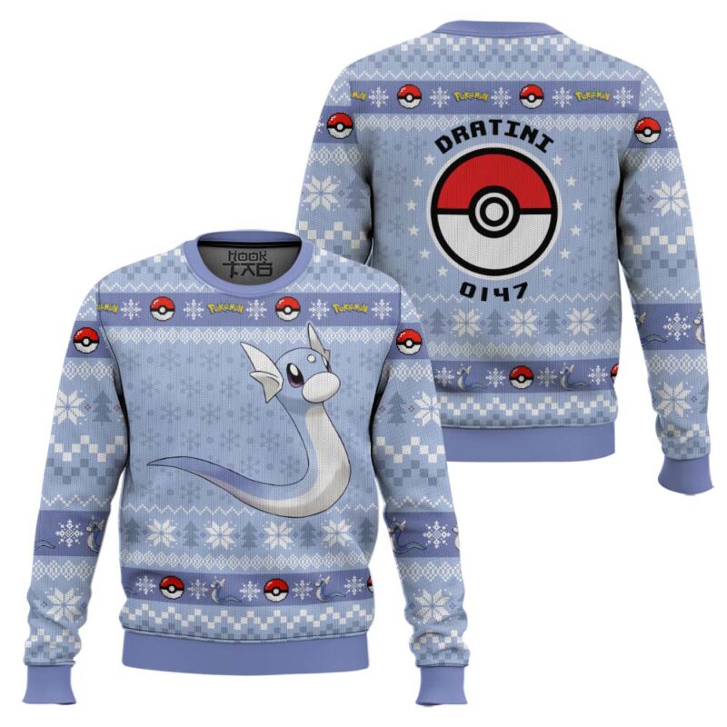 Hooktab Pokemon Gen 1 Dratini Ugly Christmas Sweater Hooktab Pokemon Gen 1 Dratini Ugly Christmas Sweater