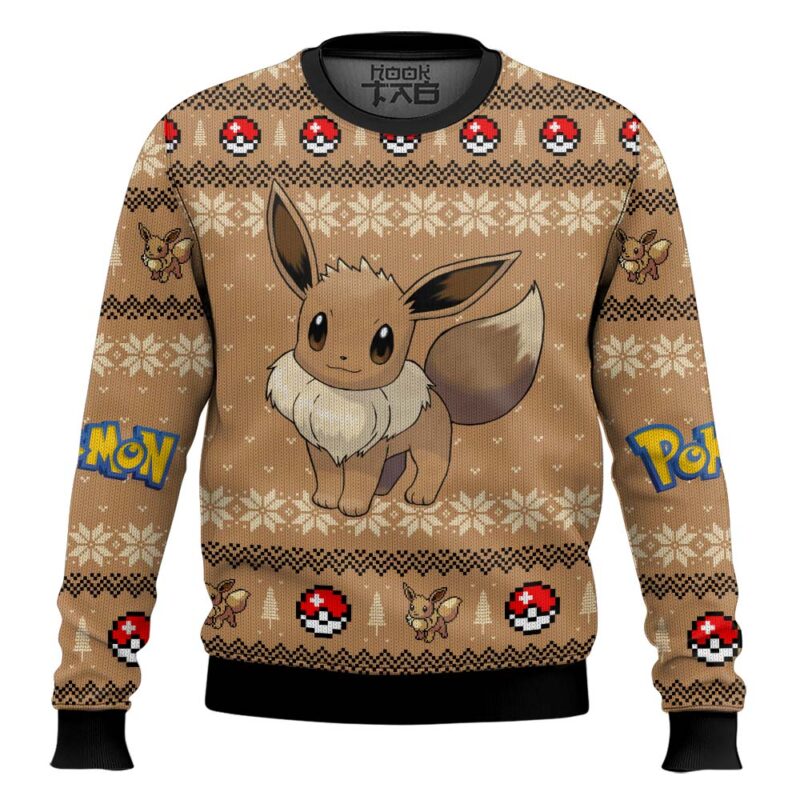 Hooktab Pokemon Gen 1 Eevee Ugly Christmas Sweater