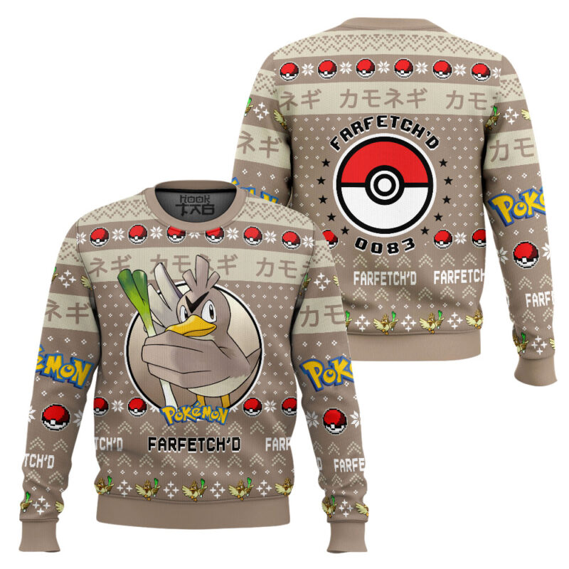 Hooktab Pokemon Gen 1 Farfetch'd Ugly Christmas Sweater Hooktab Pokemon Gen 1 Farfetch'd Ugly Christmas Sweater