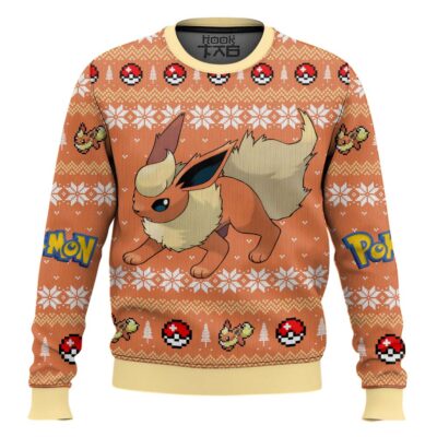 Hooktab Pokemon Gen 1 Flareon Ugly Christmas Sweater