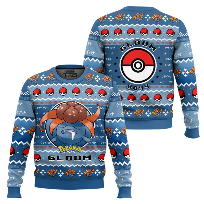 Hooktab Pokemon Gen 1 Gloom Ugly Christmas Sweater Hooktab Pokemon Gen 1 Gloom Ugly Christmas Sweater