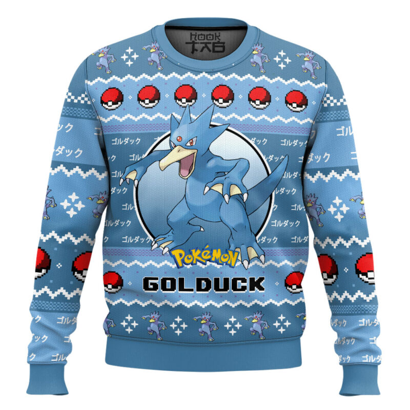 Hooktab Pokemon Gen 1 Golduck Ugly Christmas Sweater
