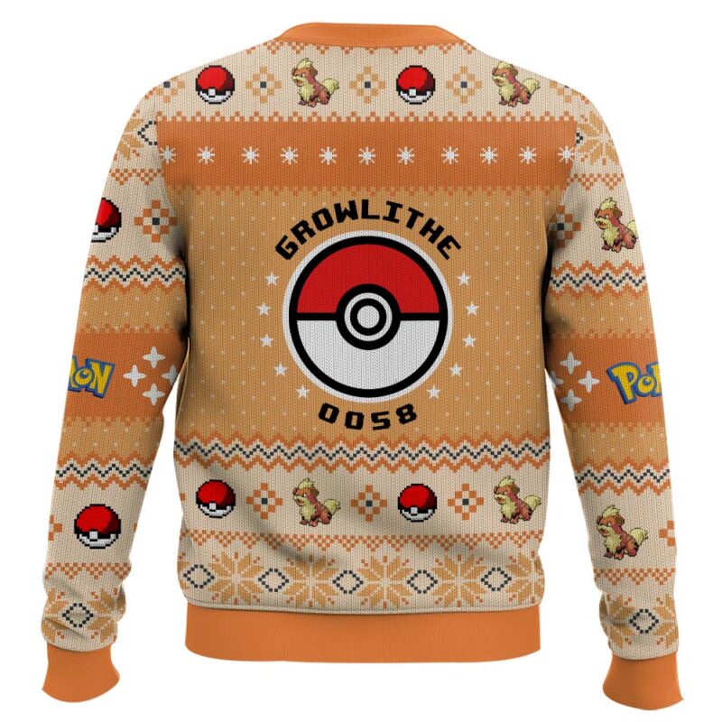 Hooktab Pokemon Gen 1 Growlithe Ugly Christmas Sweater Hooktab Pokemon Gen 1 Growlithe Ugly Christmas Sweater