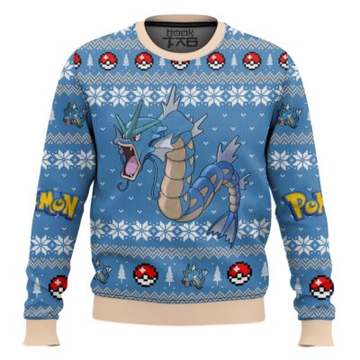 Hooktab Pokemon Gen 1 Gyarados Ugly Christmas Sweater