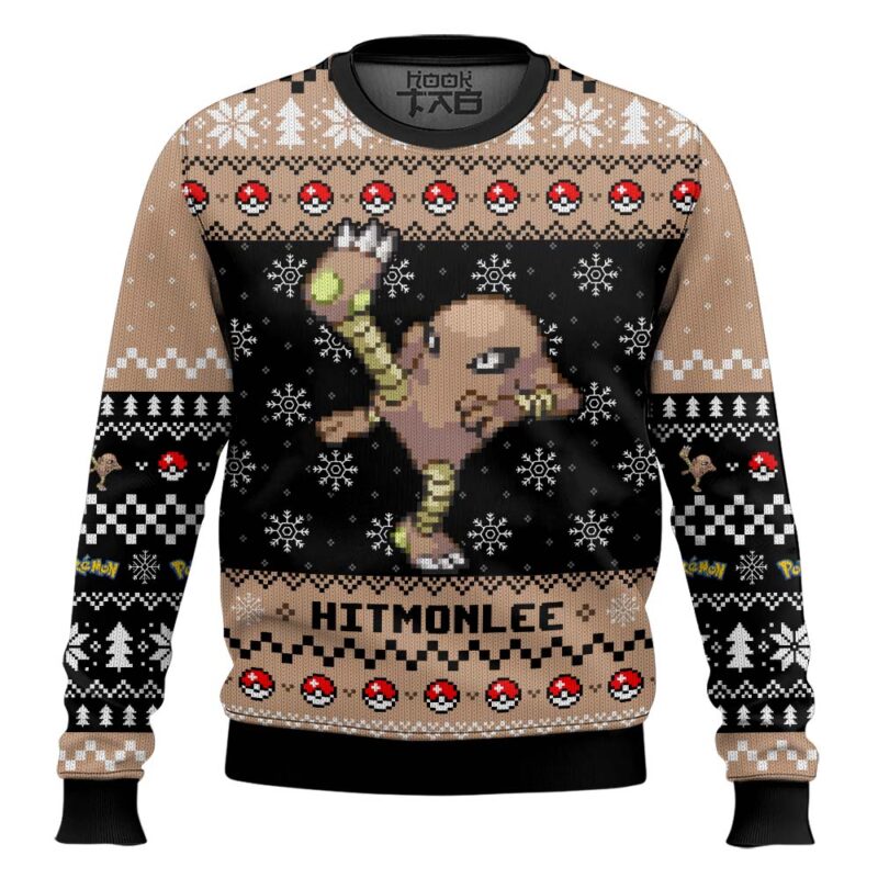 Hooktab Pokemon Gen 1 Hitmonlee Ugly Christmas Sweater