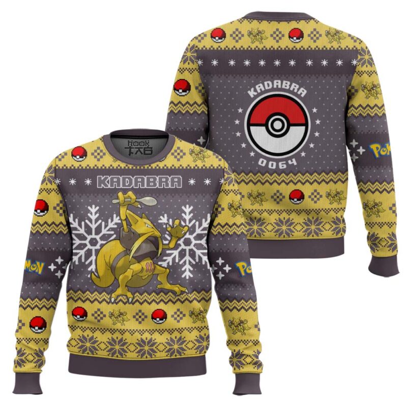 Hooktab Pokemon Gen 1 Kadabra Ugly Christmas Sweater Hooktab Pokemon Gen 1 Kadabra Ugly Christmas Sweater