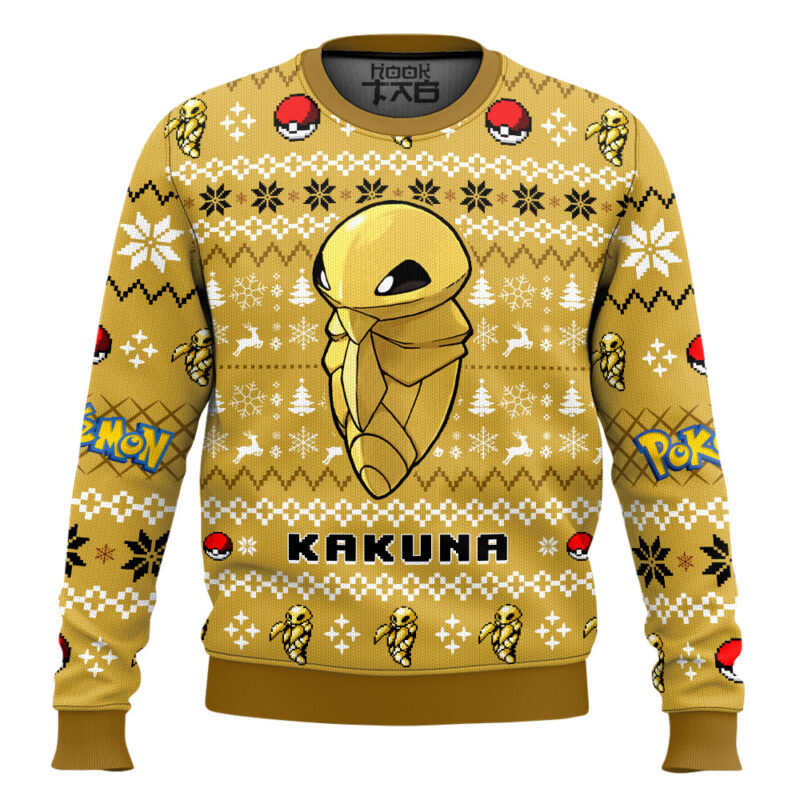 Hooktab Pokemon Gen 1 Kakuna Ugly Christmas Sweater Hooktab Pokemon Gen 1 Kakuna Ugly Christmas Sweater