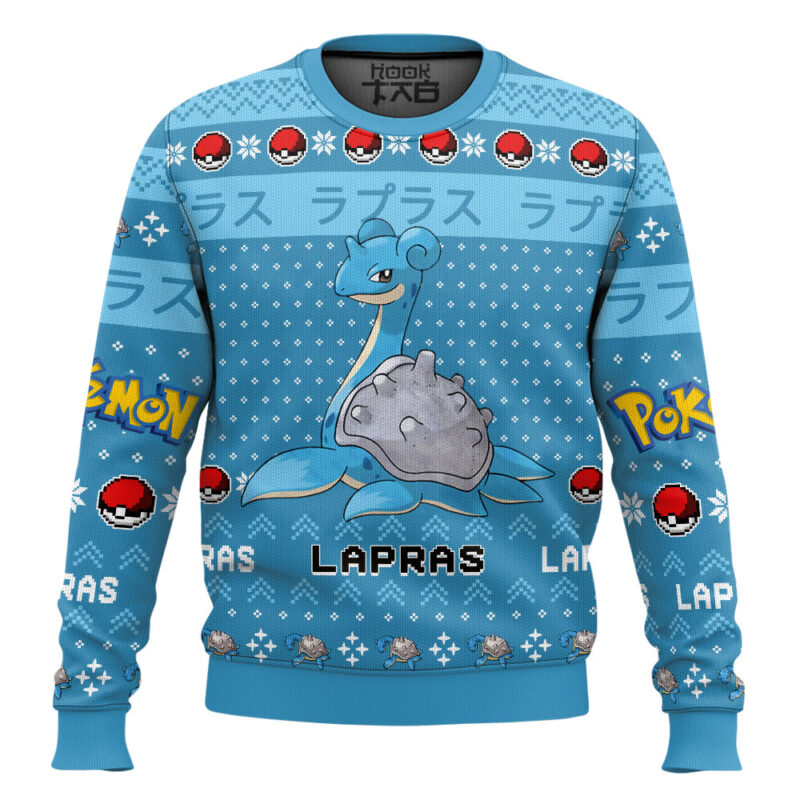 Hooktab Pokemon Gen 1 Lapras Ugly Christmas Sweater Hooktab Pokemon Gen 1 Lapras Ugly Christmas Sweater