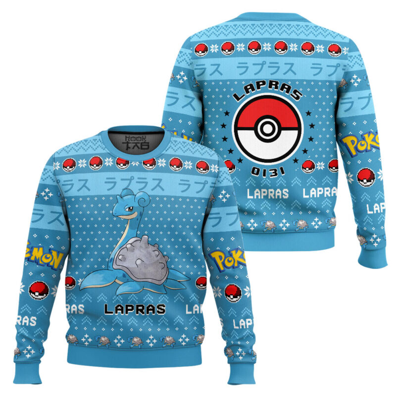 Hooktab Pokemon Gen 1 Lapras Ugly Christmas Sweater Hooktab Pokemon Gen 1 Lapras Ugly Christmas Sweater