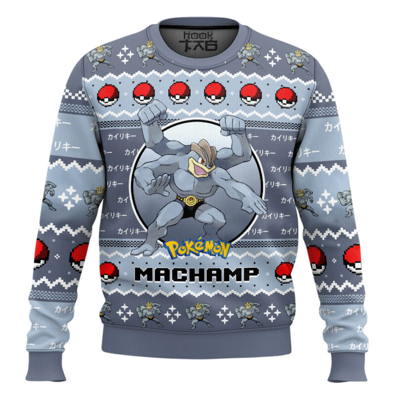 Hooktab Pokemon Gen 1 Machamp Ugly Christmas Sweater