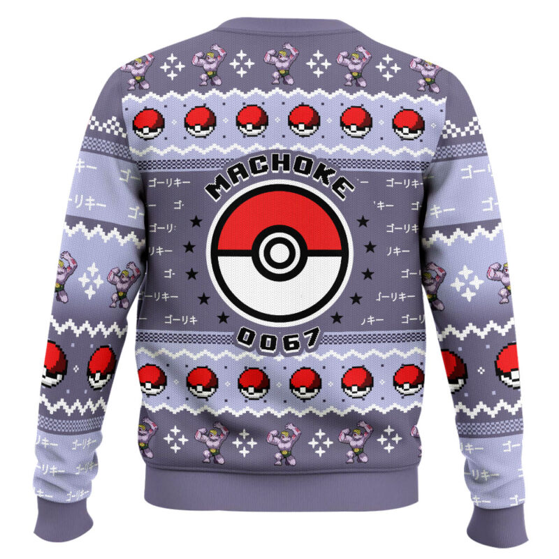 Hooktab Pokemon Gen 1 Machoke Ugly Christmas Sweater Hooktab Pokemon Gen 1 Machoke Ugly Christmas Sweater