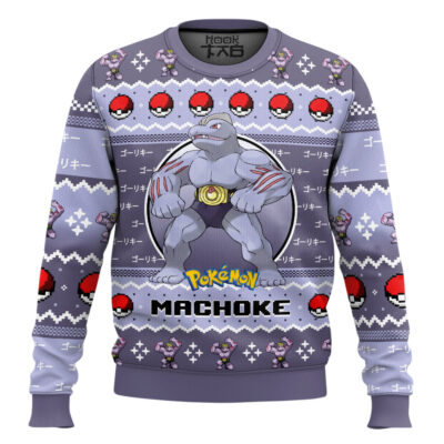 Hooktab Pokemon Gen 1 Machoke Ugly Christmas Sweater
