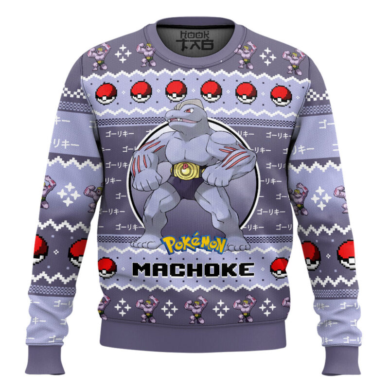 Hooktab Pokemon Gen 1 Machoke Ugly Christmas Sweater