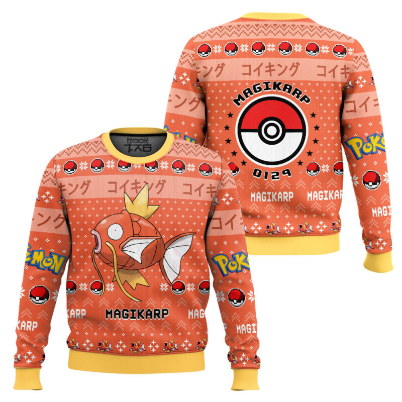 Hooktab Pokemon Gen 1 Magikarp Ugly Christmas Sweater Hooktab Pokemon Gen 1 Magikarp Ugly Christmas Sweater
