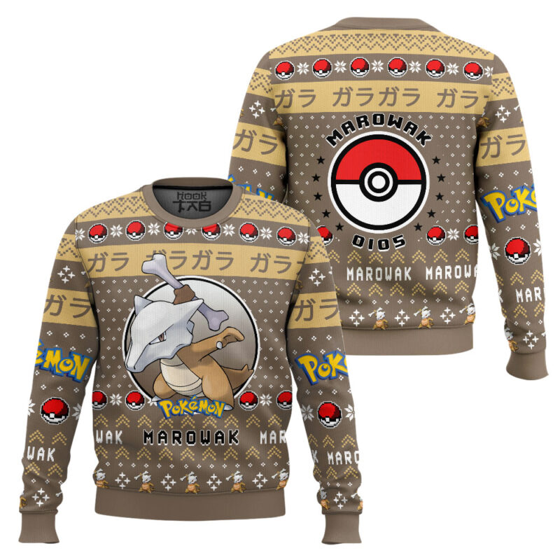 Hooktab Pokemon Gen 1 Marowak Ugly Christmas Sweater Hooktab Pokemon Gen 1 Marowak Ugly Christmas Sweater