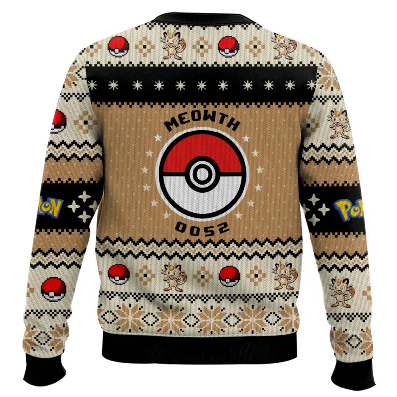 Hooktab Pokemon Gen 1 Meowth Ugly Christmas Sweater Hooktab Pokemon Gen 1 Meowth Ugly Christmas Sweater