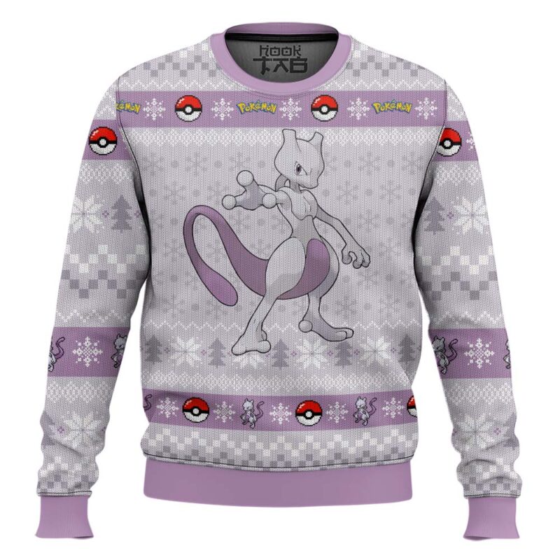 Hooktab Pokemon Gen 1 Mewtwo Ugly Christmas Sweater