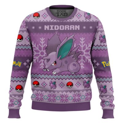 Hooktab Pokemon Gen 1 Nidoran♂ Ugly Christmas Sweater