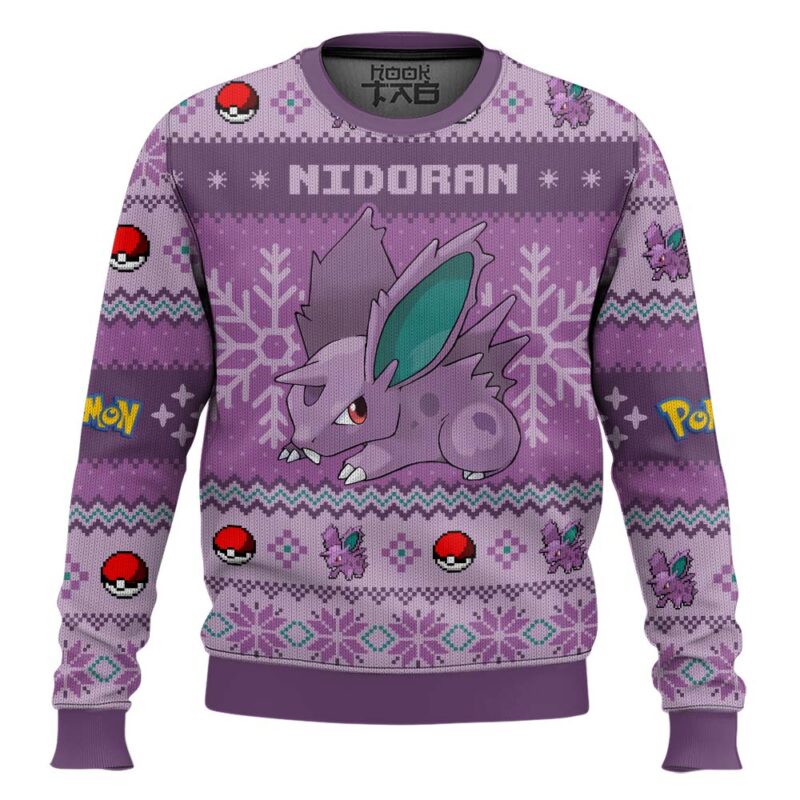 Hooktab Pokemon Gen 1 Nidoran♂ Ugly Christmas Sweater