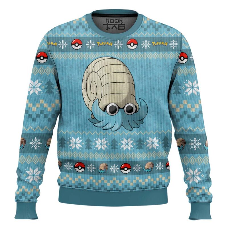Hooktab Pokemon Gen 1 Omanyte Ugly Christmas Sweater Hooktab Pokemon Gen 1 Omanyte Ugly Christmas Sweater