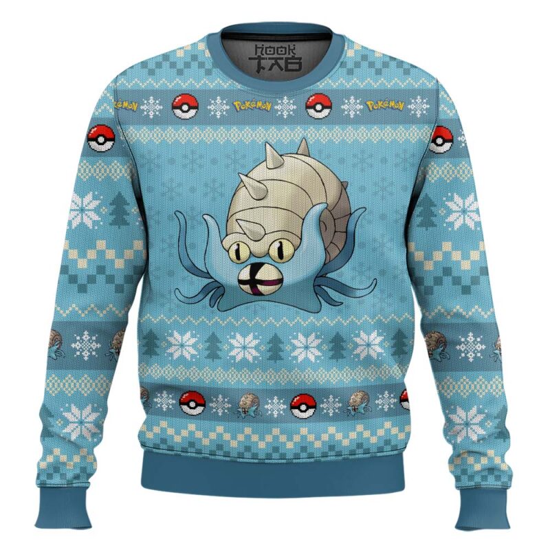 Hooktab Pokemon Gen 1 Omastar Ugly Christmas Sweater