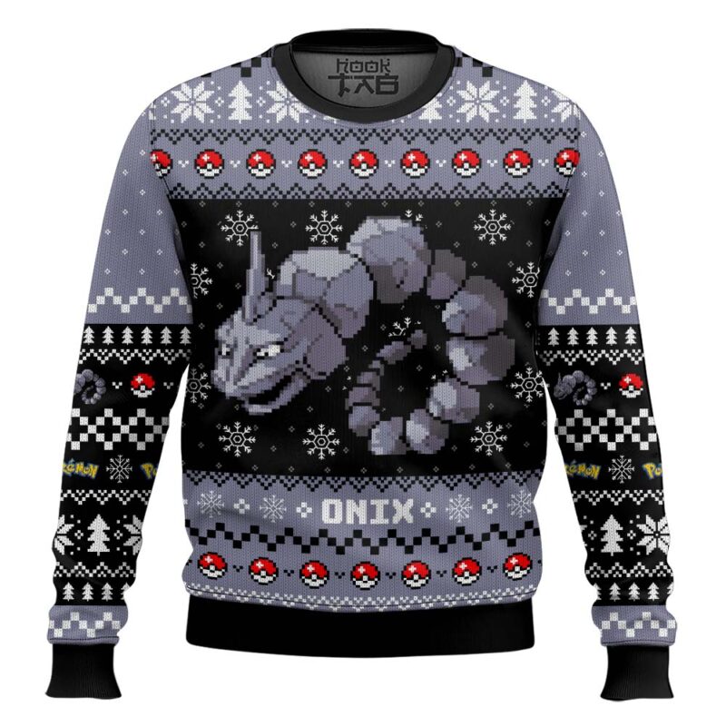 Hooktab Pokemon Gen 1 Onix Ugly Christmas Sweater