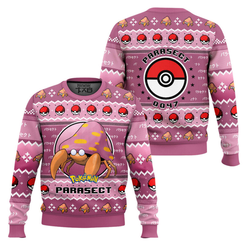 Hooktab Pokemon Gen 1 Parasect Ugly Christmas Sweater Hooktab Pokemon Gen 1 Parasect Ugly Christmas Sweater