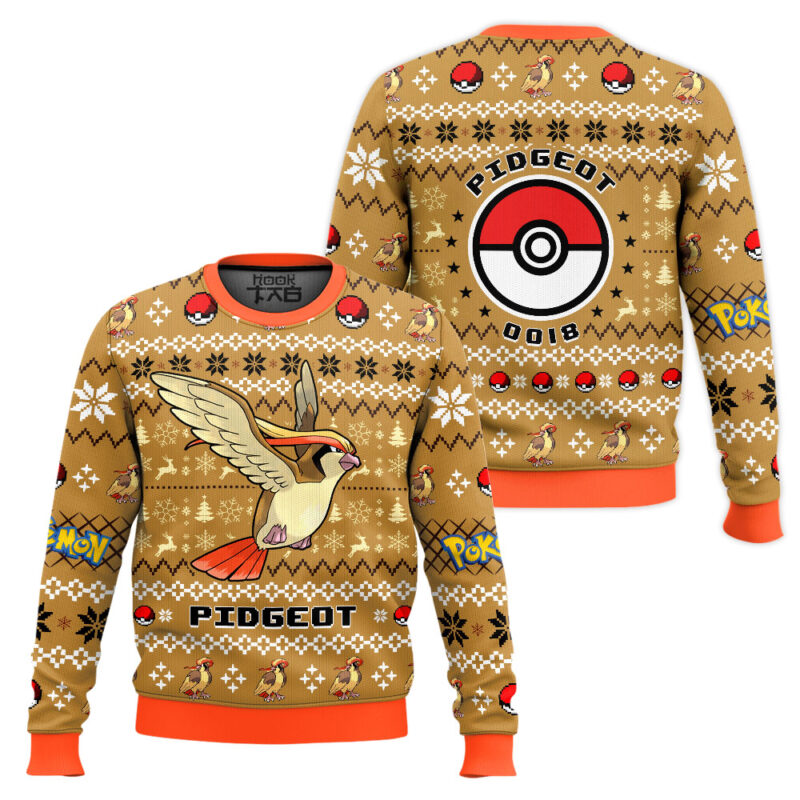 Hooktab Pokemon Gen 1 Pidgeot Ugly Christmas Sweater Hooktab Pokemon Gen 1 Pidgeot Ugly Christmas Sweater
