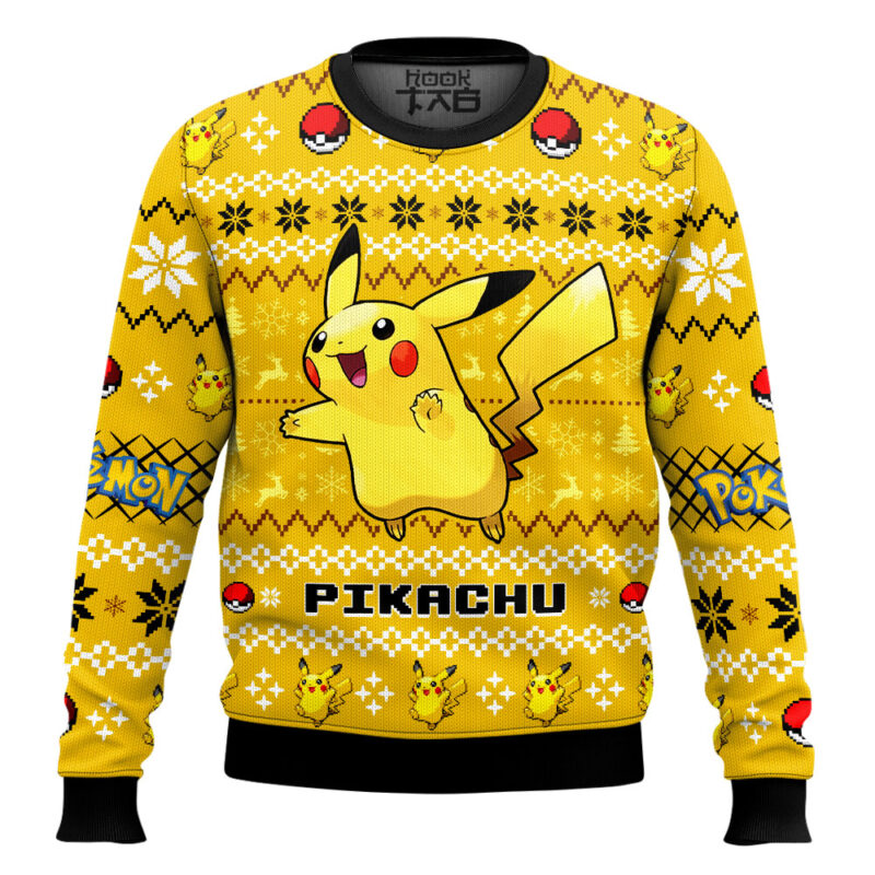 Hooktab Pokemon Gen 1 Pikachu Ugly Christmas Sweater