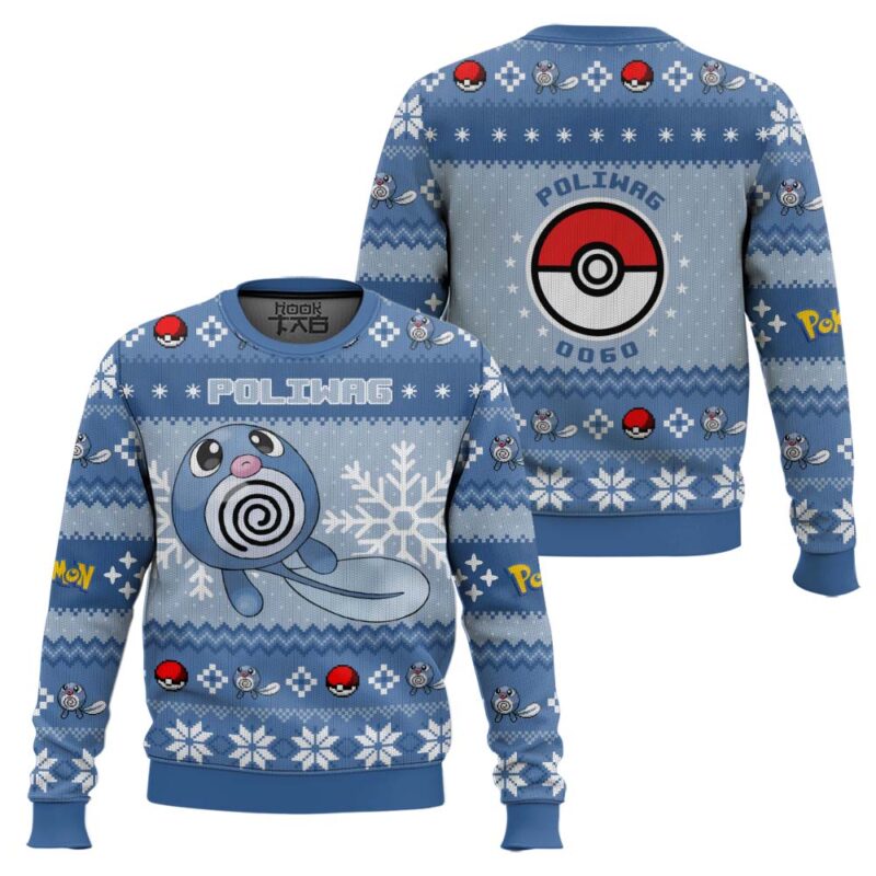 Hooktab Pokemon Gen 1 Poliwag Ugly Christmas Sweater Hooktab Pokemon Gen 1 Poliwag Ugly Christmas Sweater