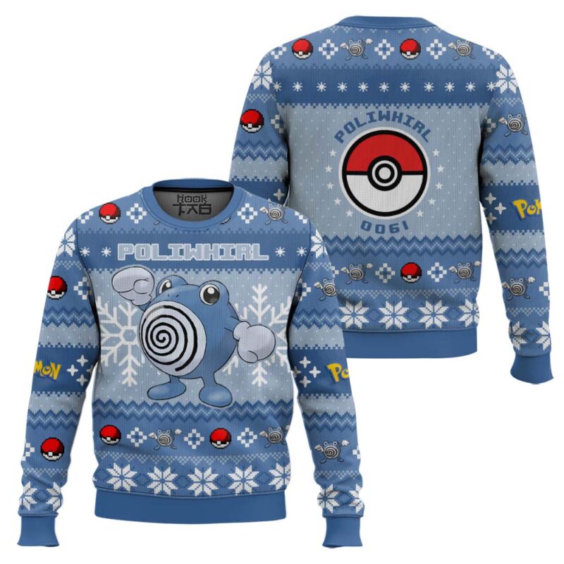 Hooktab Pokemon Gen 1 Poliwhirl Ugly Christmas Sweater Hooktab Pokemon Gen 1 Poliwhirl Ugly Christmas Sweater