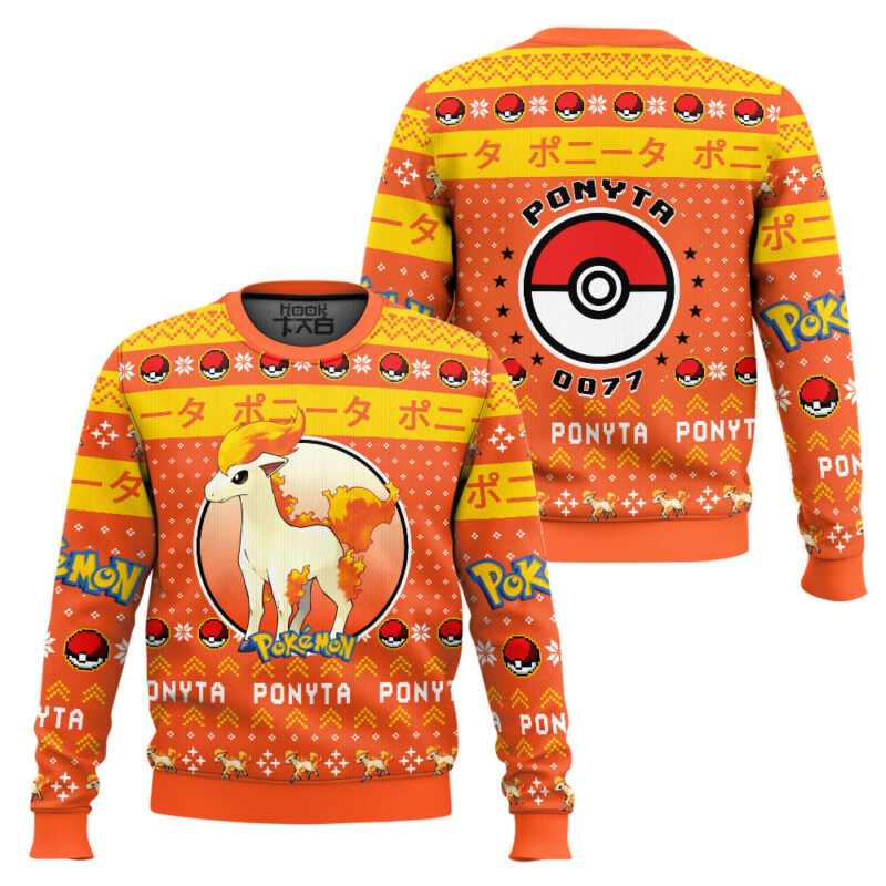 Hooktab Pokemon Gen 1 Ponyta Ugly Christmas Sweater Hooktab Pokemon Gen 1 Ponyta Ugly Christmas Sweater