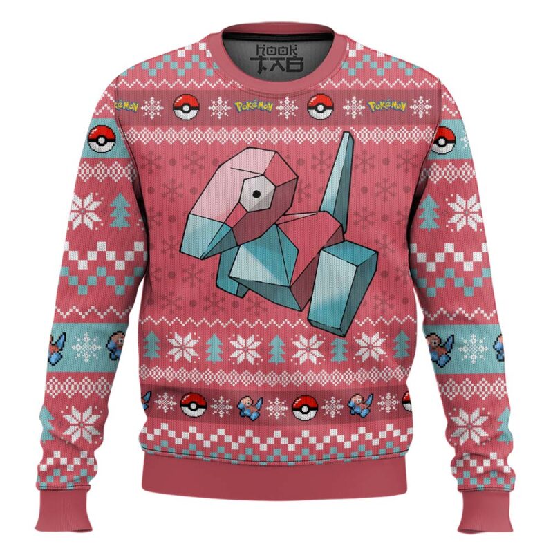 Hooktab Pokemon Gen 1 Porygon Ugly Christmas Sweater Hooktab Pokemon Gen 1 Porygon Ugly Christmas Sweater