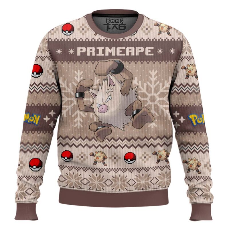 Hooktab Pokemon Gen 1 Primeape Ugly Christmas Sweater