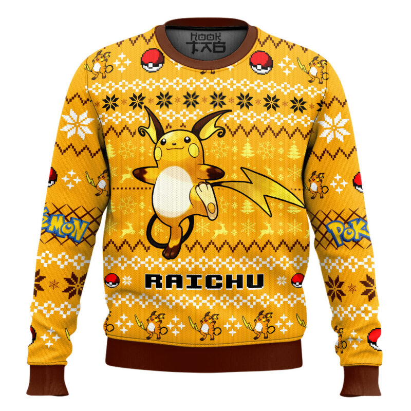 Hooktab Pokemon Gen 1 Raichu Ugly Christmas Sweater
