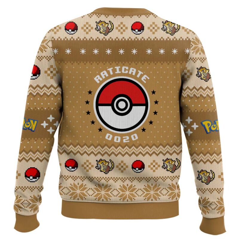 Hooktab Pokemon Gen 1 Raticate Ugly Christmas Sweater Hooktab Pokemon Gen 1 Raticate Ugly Christmas Sweater