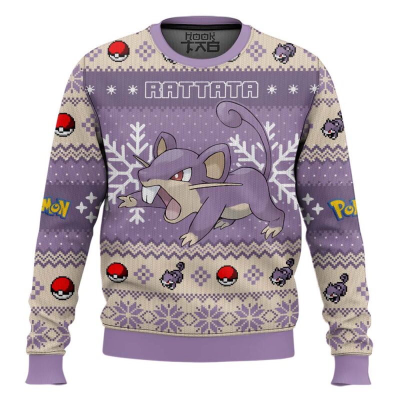 Hooktab Pokemon Gen 1 Rattata Ugly Christmas Sweater