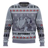 Hooktab Pokemon Gen 1 Rhyhorn Ugly Christmas Sweater