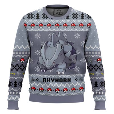 Hooktab Pokemon Gen 1 Rhyhorn Ugly Christmas Sweater