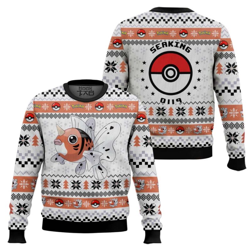 Hooktab Pokemon Gen 1 Seaking Ugly Christmas Sweater Hooktab Pokemon Gen 1 Seaking Ugly Christmas Sweater