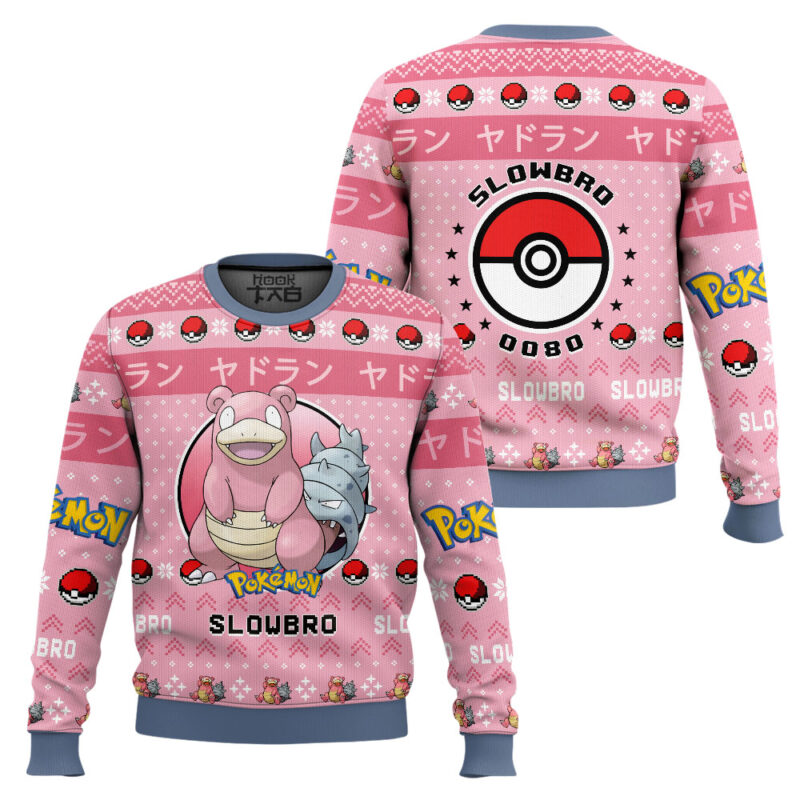 Hooktab Pokemon Gen 1 Slowbro Ugly Christmas Sweater Hooktab Pokemon Gen 1 Slowbro Ugly Christmas Sweater