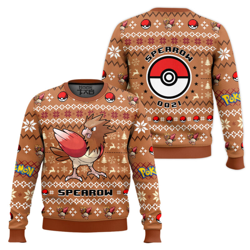 Hooktab Pokemon Gen 1 Spearow Ugly Christmas Sweater Hooktab Pokemon Gen 1 Spearow Ugly Christmas Sweater