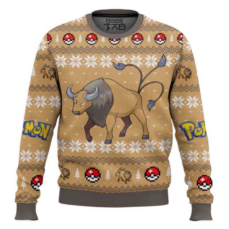 Hooktab Pokemon Gen 1 Tauros Ugly Christmas Sweater Hooktab Pokemon Gen 1 Tauros Ugly Christmas Sweater