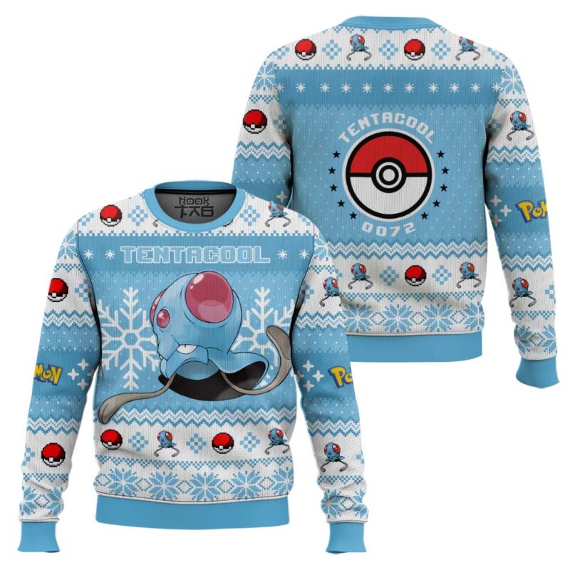 Hooktab Pokemon Gen 1 Tentacool Ugly Christmas Sweater Hooktab Pokemon Gen 1 Tentacool Ugly Christmas Sweater