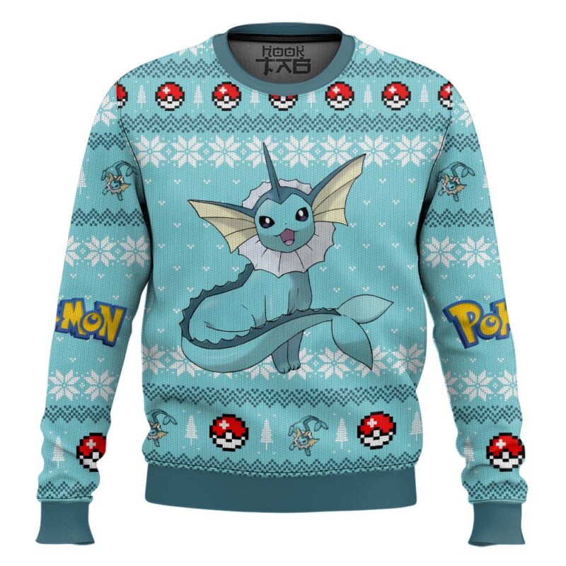 Hooktab Pokemon Gen 1 Vaporeon Ugly Christmas Sweater Hooktab Pokemon Gen 1 Vaporeon Ugly Christmas Sweater